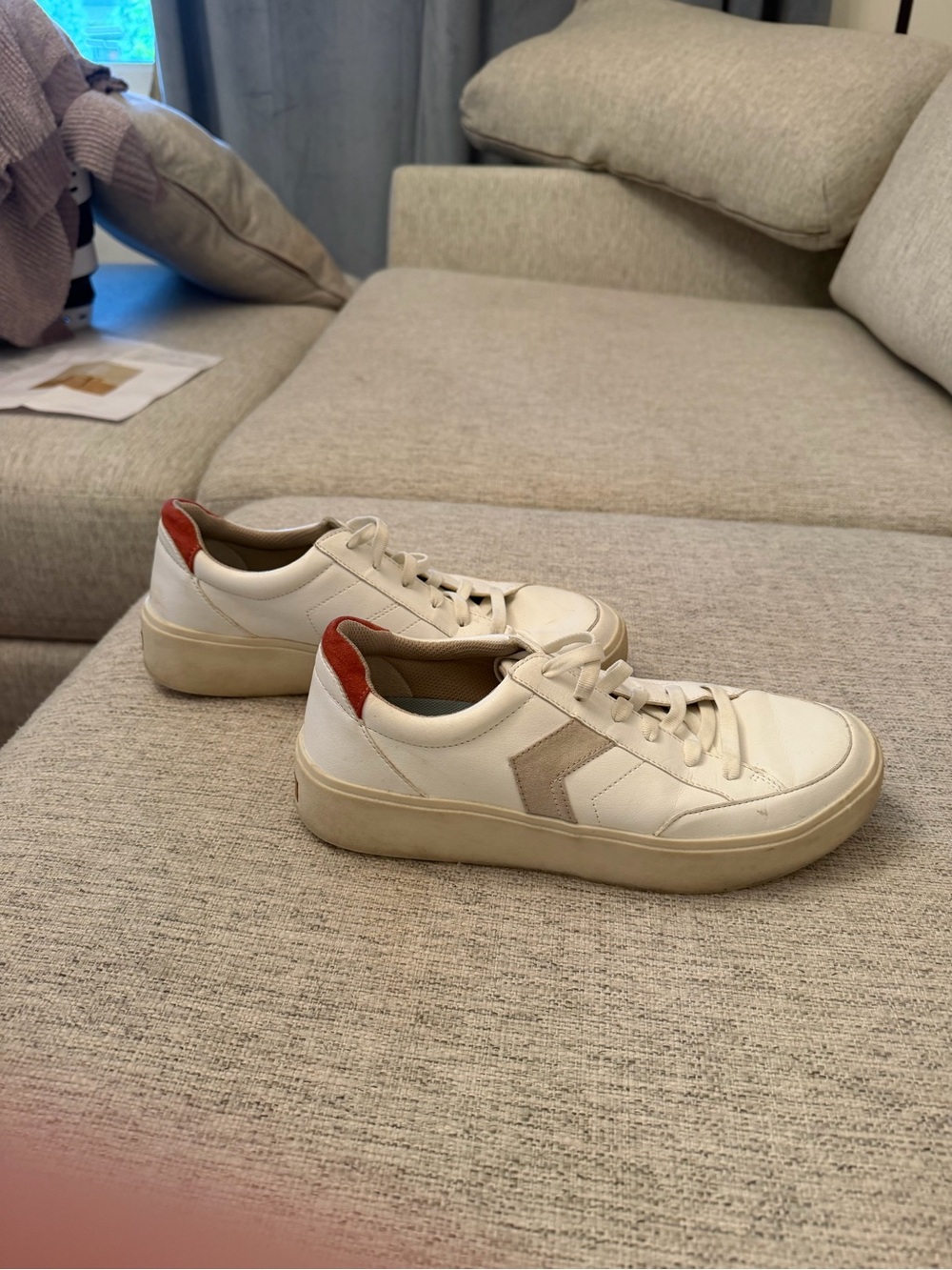 Dr. Scholl's White Low-Top Sneakers with Orange Heel Tab
